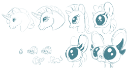 Size: 3004x1626 | Tagged: safe, artist:shirecorn, derpibooru import, pony, unicorn, big eyes, bust, heart, heart eyes, horn, monochrome, simple background, wat, white background, wingding eyes