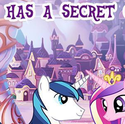 Size: 301x298 | Tagged: safe, derpibooru import, princess cadance, shining armor, pony, unicorn, g4, cropped, duo, english, female, gameloft, horn, husband and wife, male, mare, married couple, meme, outdoors, secret, stallion, text, wow! glimmer