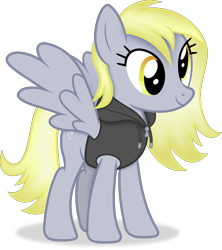 Size: 2957x3327 | Tagged: safe, artist:anime-equestria, derpibooru import, derpy hooves, pegasus, pony, g4, alternate hairstyle, clothes, female, hoodie, mare, simple background, smiling, solo, spread wings, transparent background, vector, wings