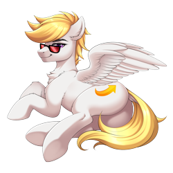 Size: 2000x2000 | Tagged: safe, artist:ynery, derpibooru import, oc, oc:lightpoint, pegasus, pony, butt, glasses, handsome, lying down, male, on side, plot, seductive pose, simple background, solo, stallion, transparent background