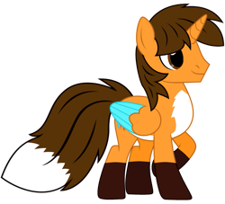 Size: 827x752 | Tagged: safe, artist:rogan140, derpibooru import, oc, oc only, oc:ej, alicorn, g4, alicorn oc, fox tail, horn, male, simple background, stallion, tail, transparent background, vector, wings