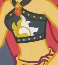 Size: 495x551 | Tagged: safe, derpibooru import, screencap, sunset shimmer, better together, equestria girls, g4, x marks the spot, belly, belly button, bikini, bikini top, clothes, cropped, cutie mark on clothes, geode of empathy, jewelry, leather, leather bikini, magical geodes, midriff, necklace, pictures of bellies, pictures of chests, sarong, skirt, slender, sunset shimmer swimsuit, swimsuit, thin