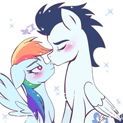 Size: 720x720 | Tagged: safe, rainbow dash, soarin', pegasus, pony, female, male, mare, shipping, soarindash, stallion, straight