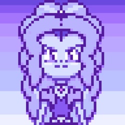 Size: 384x384 | Tagged: safe, artist:theratedrshimmer, derpibooru import, adagio dazzle, human, equestria girls, g4, digital art, disguise, disguised siren, female, gem, limited palette, monochrome, pixel art, siren gem, solo, symmetrical