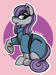 Size: 1080x1440 | Tagged: safe, artist:crandyart, derpibooru import, maud pie, earth pony, pony, g4, clothes, disability pride, female, frock coat, mare, signature, sitting, solo, tail, underhoof