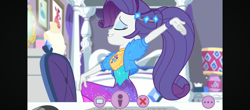 Size: 2460x1080 | Tagged: safe, derpibooru import, screencap, rarity, human, better together, equestria girls, festival looks, g4, ponytail, rarity's bedroom, video call, webcam