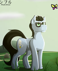 Size: 523x642 | Tagged: safe, artist:flash_draw, derpibooru import, oc, oc only, oc:flashdraw, pony, cute, glasses, male, solo, stallion