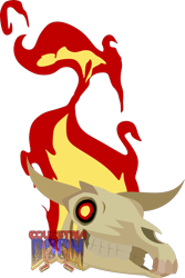 Size: 1722x2580 | Tagged: safe, artist:isaac_pony, derpibooru import, demon, doom equestria, g4, doom, equestria doom, fire, horn, logo, looking at you, lost soul, show accurate, simple background, skull, solo, soul, transparent background, vector