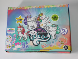 Size: 1000x764 | Tagged: safe, derpibooru import, alicorn, pony, unicorn, ages 3+, bootleg, box, chinese, horn, irl, photo, rainbow 彩虹小马