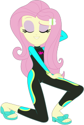 Size: 2428x3586 | Tagged: safe, artist:stephen-fisher, derpibooru import, fluttershy, human, better together, equestria girls, g4, i'm on a yacht, eyes closed, female, fluttershy's wetsuit, simple background, solo, transparent background, wetsuit