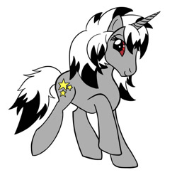 Size: 750x737 | Tagged: safe, artist:shadow4one, derpibooru import, oc, oc:twinklepunch, pony, unicorn, female, horn, looking at you, mare, simple background, solo, tomboy, unicorn oc, white background