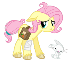 Size: 1600x1440 | Tagged: safe, artist:6hellboy9, derpibooru import, angel bunny, fluttershy, pegasus, pony, rabbit, g4, animal, female, infection au, mare, sad, simple background, solo, transparent background