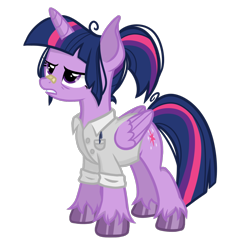 Size: 1440x1440 | Tagged: safe, artist:6hellboy9, derpibooru import, twilight sparkle, twilight sparkle (alicorn), alicorn, pony, g4, female, infection au, mare, redesign, scientist, simple background, solo, transparent background