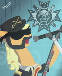 Size: 4500x5500 | Tagged: safe, artist:pres_marshmellow, derpibooru import, applejack, earth pony, bass guitar, lemmy, lemmy kilmister, motorhead, musical instrument, sunglasses