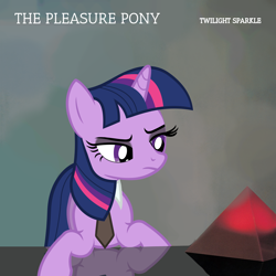 Size: 4200x4200 | Tagged: safe, artist:alicesponycorner, derpibooru import, twilight sparkle, unicorn twilight, pony, unicorn, g4, 80s, album cover, album parody, clothes, frown, gary numan, horn, makeup, music, necktie, new wave, parody, pyramid, reflection, show accurate, solo, vinyl