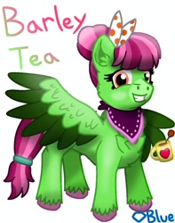 Size: 1700x2160 | Tagged: safe, artist:💎blue, derpibooru import, oc, oc only, oc:barley tea, pegasus, pony, .svg available, bandana, chest fluff, colored wings, female, fluffy, food, green coat, hair tie, hooves, mare, mug, pink mane, simple background, solo, spread wings, svg, tail, tea, teeth, three toned mane, tied mane, tied tail, transparent background, two toned eyes, two toned wings, vector, wing hold, wings