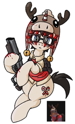 Size: 493x813 | Tagged: safe, artist:muffinz, derpibooru import, oc, oc only, pony, glasses, gun, hat, ponified, scout (tf2), solo, species swap, team fortress 2, video game, weapon