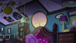 Size: 4480x2520 | Tagged: safe, derpibooru import, editor:mrtoonlover83, spike, spike the regular dog, equestria girls, g4, background, bed, bedroom, blanket, bookshelf, computer, indoors, lamp, no pony, photo, sci-twi's room, solar system, solar system model