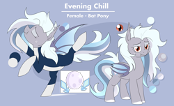 Size: 4720x2876 | Tagged: safe, artist:moonatik, derpibooru import, oc, oc only, oc:evening chill, bat pony, bat pony oc, bodysuit, clothes, female, ice skating, mare, reference sheet, solo