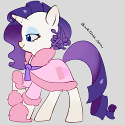 Size: 4096x4096 | Tagged: safe, artist:metaruscarlet, derpibooru import, rarity, pony, unicorn, g4, season 1, suited for success, alternate hairstyle, clothes, gray background, horn, my little pony: friendship is magic, raised hoof, raised leg, simple background, solo