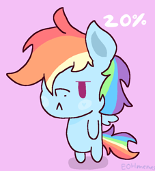 Size: 724x796 | Tagged: safe, artist:eohmemes2, derpibooru import, rainbow dash, pegasus, pony, g4, 20% cooler, :<, my little pony: friendship is magic, simple background, solo