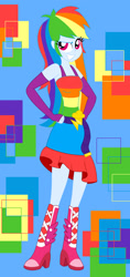 Size: 891x1894 | Tagged: safe, artist:annasabi101, derpibooru import, rainbow dash, human, equestria girls, g4, bare shoulders, boots, clothes, cute, dashabetes, dress, fall formal outfits, female, grin, hand on hip, rainbow dash always dresses in style, shoes, sleeveless, smiling, smirk