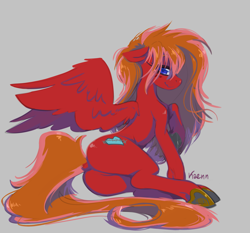 Size: 2145x2000 | Tagged: safe, artist:kaenn, derpibooru import, oc, oc:lucas reigns, oc:lucy reins, pegasus, butt, female, mare, plot, solo, underhoof