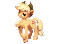 Size: 1440x1080 | Tagged: safe, artist:airwind83549, derpibooru import, applejack, earth pony, pony, chest fluff, female, freckles, full body, hat, looking at you, mare, simple background, solo, transparent background