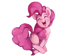 Size: 1440x1080 | Tagged: safe, artist:airwind83549, derpibooru import, pinkie pie, earth pony, pony, :d, chest fluff, eyes closed, female, full body, mare, open mouth, open smile, simple background, smiling, solo, transparent background