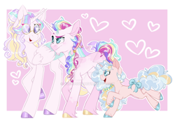 Size: 1280x881 | Tagged: safe, artist:furtoodie, derpibooru import, oc, oc only, oc:amina, oc:andrew, oc:sophia, alicorn, pony, unicorn, female, filly, foal, glasses, horn, male, mare, obtrusive watermark, passepartout, stallion, watermark