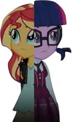 Size: 1500x2520 | Tagged: safe, derpibooru import, edit, edited screencap, editor:mrtoonlover83, screencap, sci-twi, sunset shimmer, twilight sparkle, human, equestria girls, g4, background removed, female, not a vector