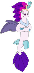 Size: 1468x3109 | Tagged: safe, artist:supahdonarudo, derpibooru import, queen novo, seapony (g4), g4, angry, cross-popping veins, crossed arms, emanata, female, queen novo is not amused, redraw, simple background, transparent background, unamused