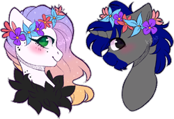 Size: 1404x964 | Tagged: safe, artist:amiicommissions, derpibooru import, oc, oc only, pony, unicorn, female, floral head wreath, flower, horn, male, mare, simple background, stallion, transparent background