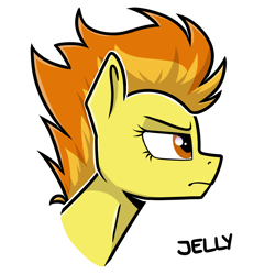 Size: 2000x2000 | Tagged: safe, artist:jellysketch, derpibooru import, spitfire, pegasus, pony, g4, angry, bust, female, high res, mare, portrait, profile, signature, simple background, solo, white background