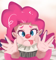 Size: 1600x1700 | Tagged: safe, artist:animesoul, derpibooru import, part of a set, pinkie pie, human, g4, clown, clown nose, female, humanized, red nose, solo