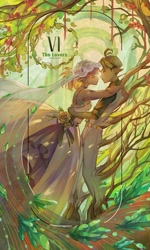 Size: 1235x2053 | Tagged: safe, artist:animesoul, derpibooru import, maud pie, mudbriar, human, g4, beautiful, clothes, dress, elf ears, female, humanized, male, marriage, ship:maudbriar, shipping, straight, substrate body, tarot card, tree, veil, wedding, wedding dress, wedding veil