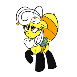 Size: 2000x2000 | Tagged: safe, artist:bestponies, derpibooru import, oc, oc only, oc:buzzing pollen, bee, bee pony, insect, monster pony, original species, pony, female, looking up, mare, sad, simple background, solo, transparent background