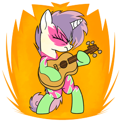 Size: 5000x5000 | Tagged: safe, alternate version, artist:derpydoodesigns, artist:derpydooreviews, derpibooru import, sweetie belle, pony, unicorn, g4, honest apple, the show stoppers, absurd resolution, acoustic guitar, alternate character, bipedal, clothes, eyes closed, female, filly, fire, foal, guitar, holding, horn, musical instrument, my little pony: friendship is magic, nose wrinkle, show stopper outfits, simple background, solo, sticker, transparent background