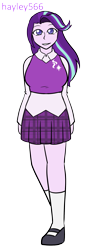 Size: 1055x2700 | Tagged: safe, artist:hayley566, derpibooru import, starlight glimmer, human, equestria girls, g4, '90s, clothes, female, looking at you, plaid skirt, skirt, smiling, smiling at you, sweater vest