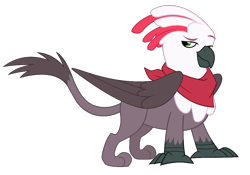 Size: 1000x700 | Tagged: safe, artist:queencold, derpibooru import, oc, oc only, oc:gavin, griffon, hybrid, parrot, bandana, griffon oc, lidded eyes, male, parrot griffon, simple background, solo, transparent background