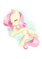 Size: 2480x3508 | Tagged: safe, artist:izuchi, derpibooru import, fluttershy, pegasus, pony, eyes closed, sleeping, solo