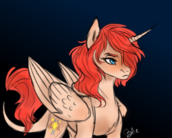 Size: 2738x2190 | Tagged: safe, artist:pjj0, derpibooru import, oc, oc only, alicorn, pony, alicorn oc, female, gradient background, horn, leonine tail, mare, solo, tail, wings