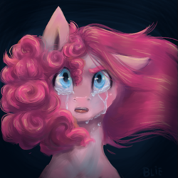 Size: 545x545 | Tagged: safe, artist:pjj0, derpibooru import, pinkie pie, earth pony, pony, g4, crying, duality, female, gradient background, mare, pinkamena diane pie