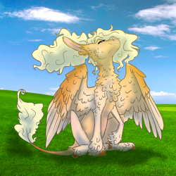 Size: 1024x1024 | Tagged: safe, artist:pjj0, derpibooru import, oc, oc only, pegasus, pony, female, leonine tail, mare, microsoft windows, outdoors, sitting, solo, tail, unshorn fetlocks, windows xp