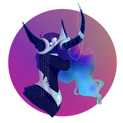 Size: 1024x1024 | Tagged: safe, artist:pjj0, derpibooru import, nightmare moon, alicorn, pony, g4, bust, curved horn, female, horn, horn jewelry, horn ring, jewelry, mare, peytral, regalia, ring, solo