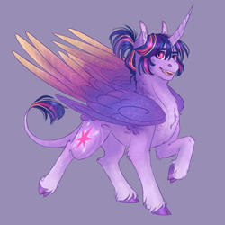 Size: 5000x5000 | Tagged: safe, artist:pjj0, derpibooru import, twilight sparkle, twilight sparkle (alicorn), alicorn, g4, alternate design, alternate hairstyle, cloven hooves, female, leonine tail, mare, simple background, solo, tail, unshorn fetlocks