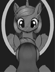 Size: 1516x1987 | Tagged: safe, artist:dusthiel, derpibooru import, princess luna, pony, mirror, monochrome, reflection, solo