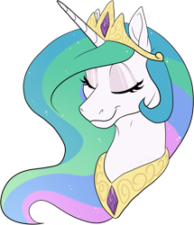 Size: 771x895 | Tagged: safe, artist:mythpony, derpibooru import, princess celestia, alicorn, pony, bust, eyes closed, female, mare, portrait, simple background, smiling, solo, transparent background