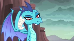 Size: 2070x1170 | Tagged: safe, derpibooru import, screencap, princess ember, dragon, g4, uprooted, dragoness, female, my little pony: friendship is magic, outdoors, solo