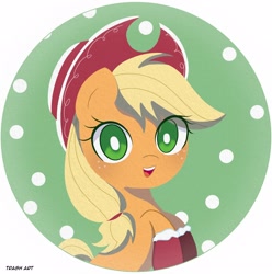 Size: 2028x2048 | Tagged: safe, artist:eltrash_art6, derpibooru import, applejack, earth pony, pony, g4, applejack's hat, blushing, boots, christmas, clothes, cowboy hat, cute, female, freckles, hat, holiday, icon, jackabetes, mare, open mouth, shoes, solo, winter outfit